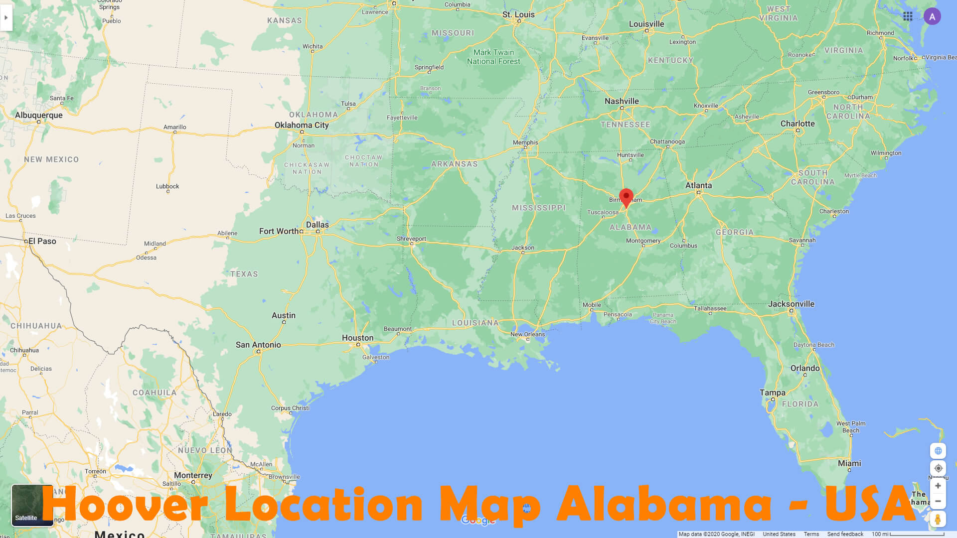 Hoover Location Map Alabama   USA